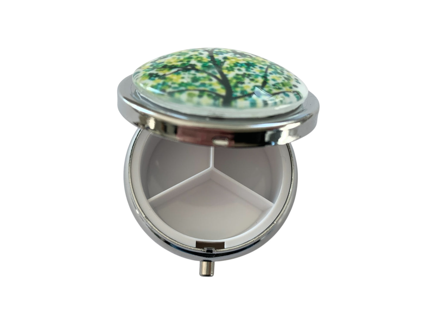 Pilulier de poche, voyage, pour sac à main, arbre de vie, boîte à pilules, médicaments, cabochon en verre