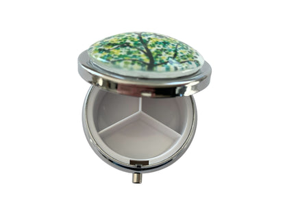 Pilulier de poche, voyage, pour sac à main, arbre de vie, boîte à pilules, médicaments, cabochon en verre