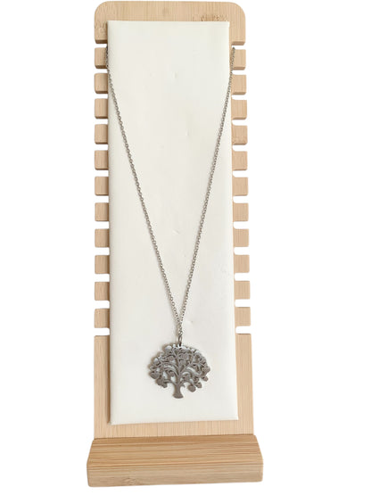 Collier arbre de vie, argenté, acier inoxydable