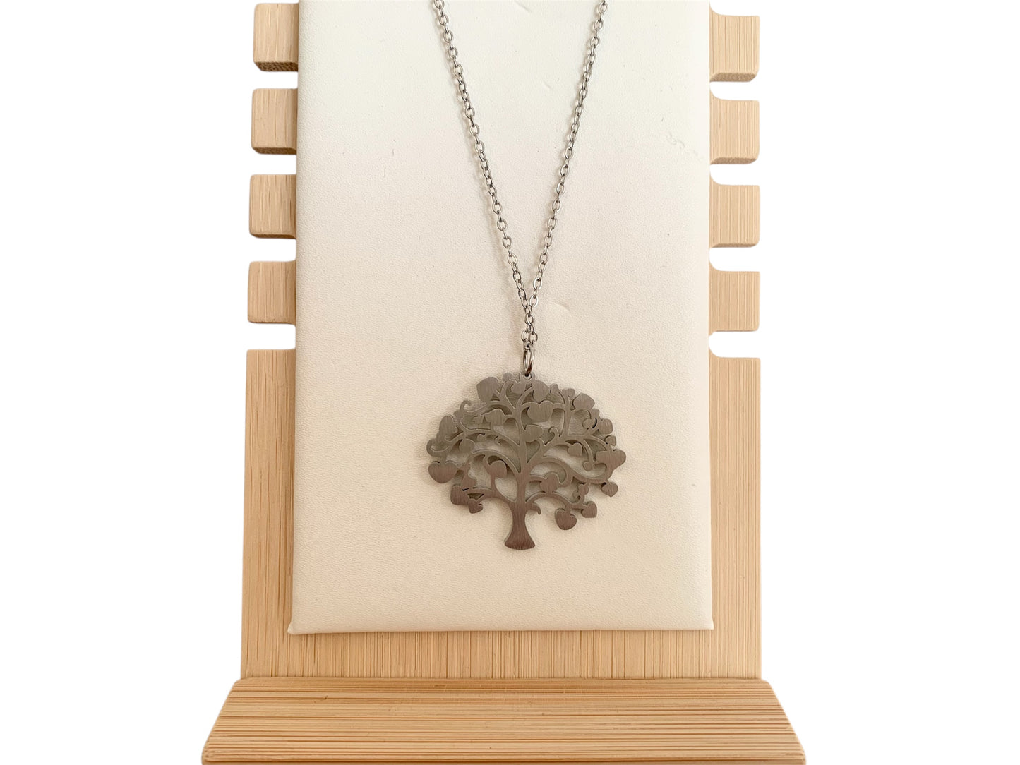Collier arbre de vie, argenté, acier inoxydable