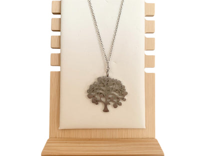 Collier arbre de vie, argenté, acier inoxydable