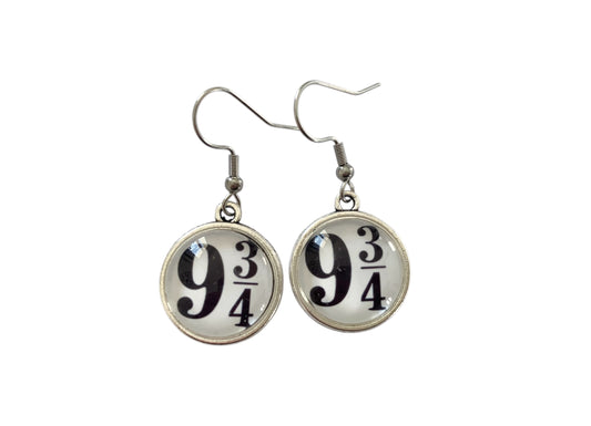 Boucles d’oreilles cabochons pendantes, argentées, harry