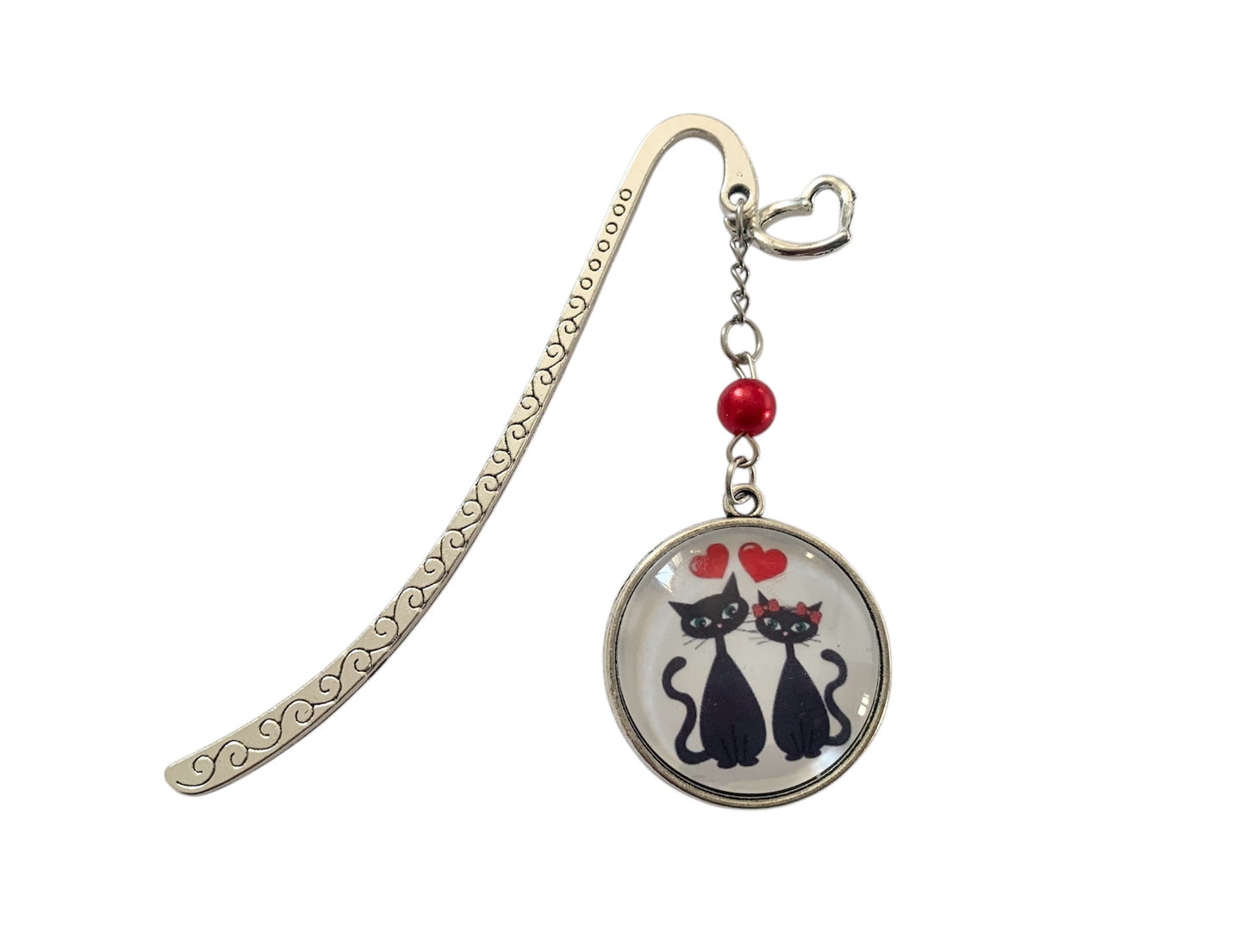 Marque page cabochon verre chats