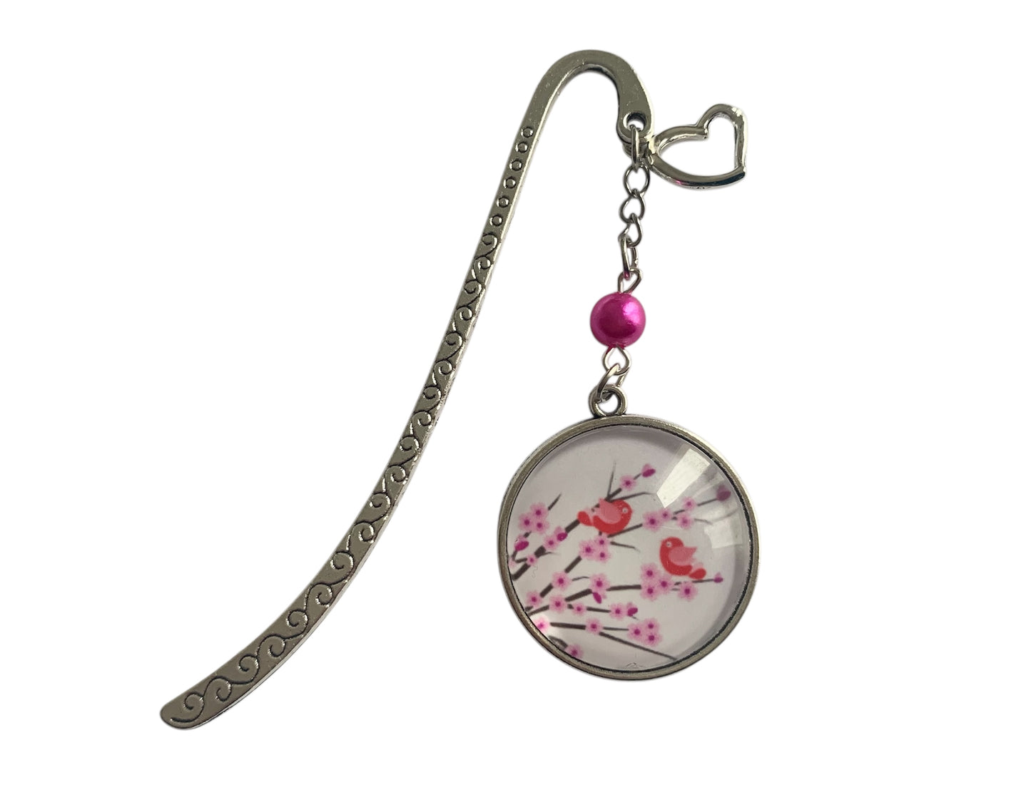 Marque page cabochon en verre,  arbre de vie et oiseaux