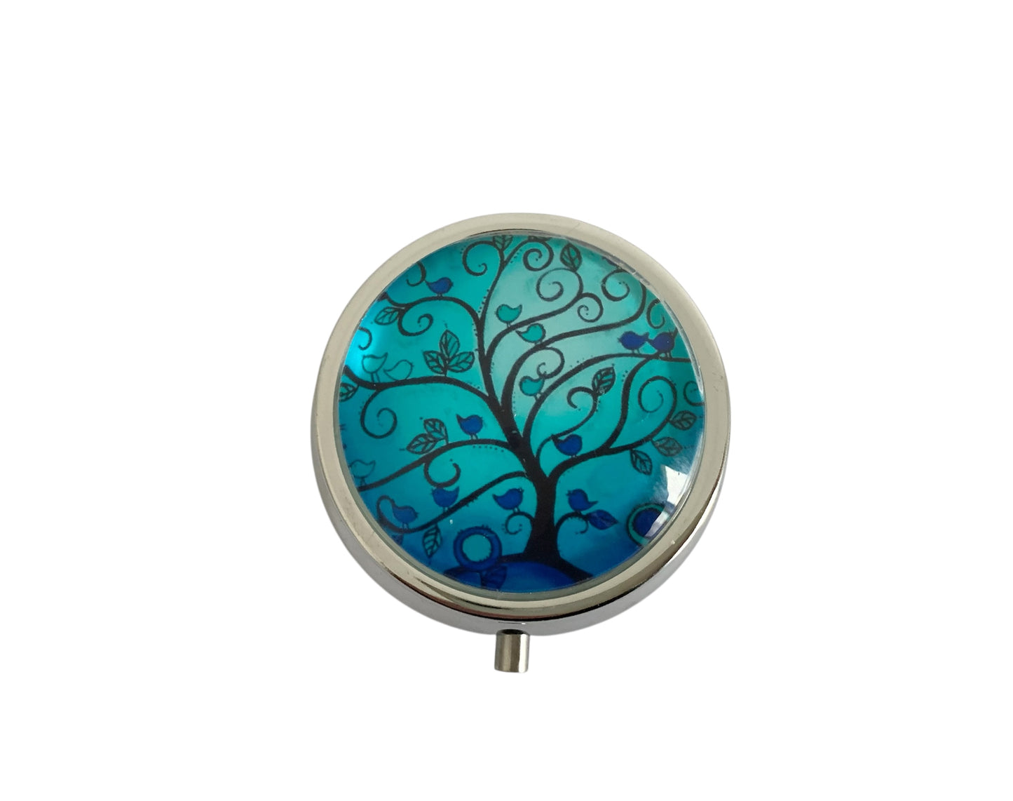 Pilulier de poche, voyage, pour sac à main, arbre de vie, boîte à pilules, médicaments, cabochon en verre