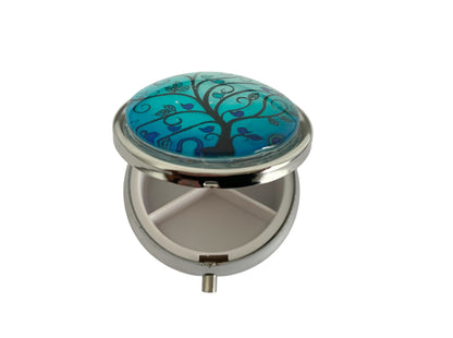 Pilulier de poche, voyage, pour sac à main, arbre de vie, boîte à pilules, médicaments, cabochon en verre