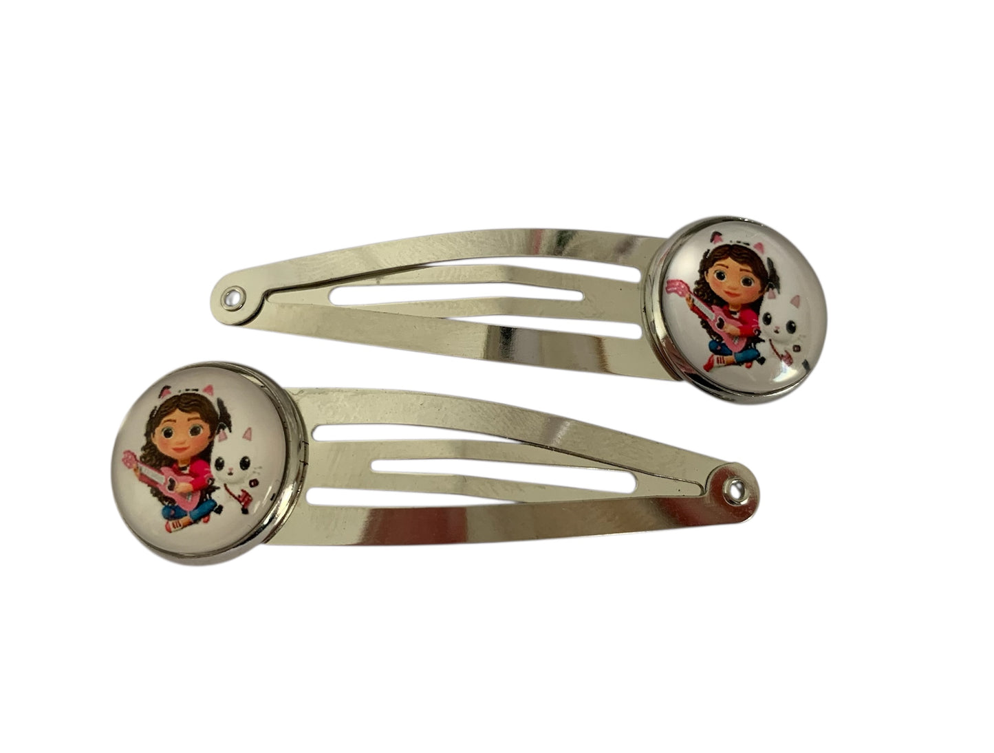 Paire de barrettes argentées, Gabby chat