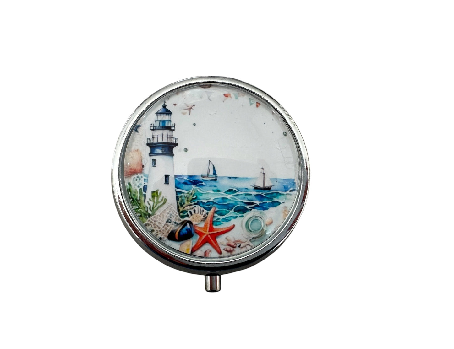 Cendrier de poche, décor marin, phare et océan