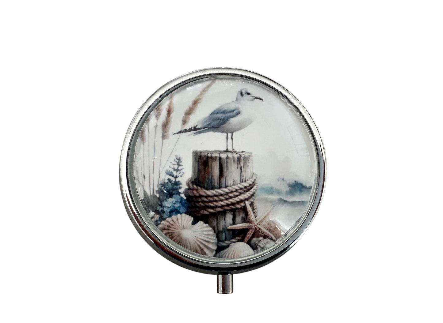 Cendrier de poche, décor marin, mouette