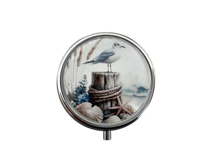 Cendrier de poche, décor marin, mouette