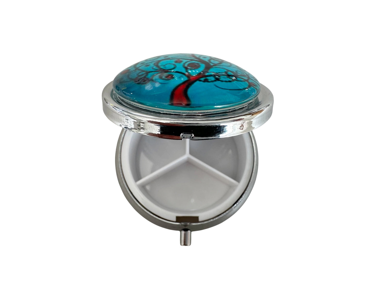 Pilulier de poche, voyage, pour sac à main, arbre de vie, boîte à pilules, médicaments, cabochon en verre