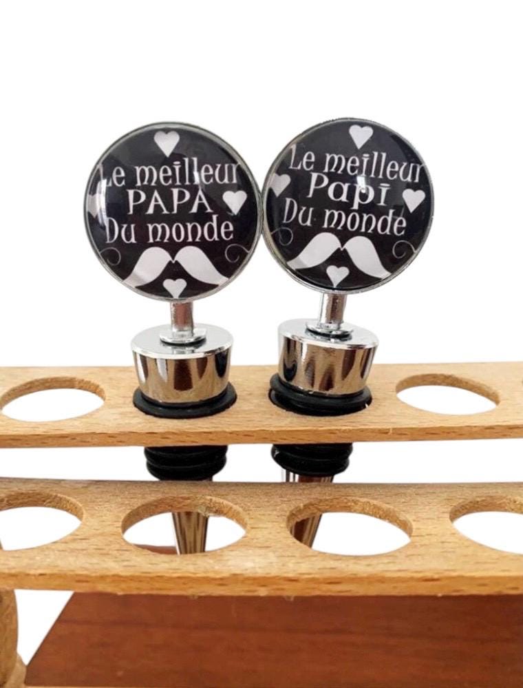 Bouchon de bouteille, le meilleur papa, papy du monde, cabochon en verre