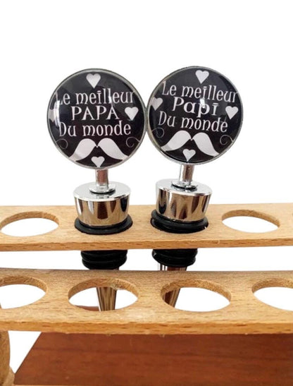 Bouchon de bouteille, le meilleur papa, papy du monde, cabochon en verre