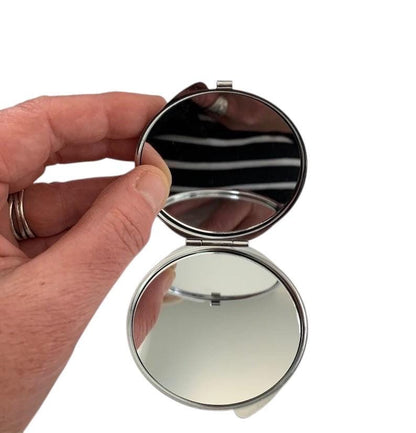 Miroir de poche, miroir de sac,  décoré avec cabochon en verre, arbre de vie rose