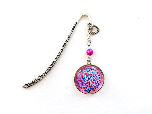 Marque page, cabochon en verre,  arbre de vie