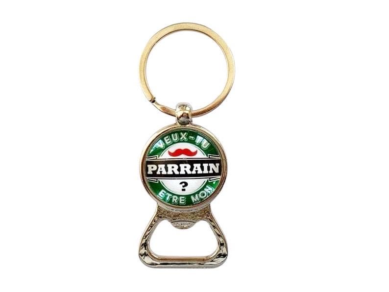 porte clé décapsuleur veux tu être mon parrain ? demande parrain, annonce naissance