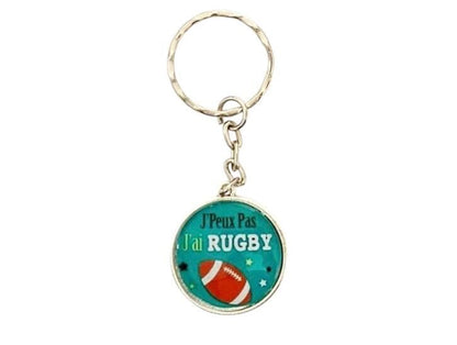 Porte clé cabochon "jpeux pas j'ai rugby"