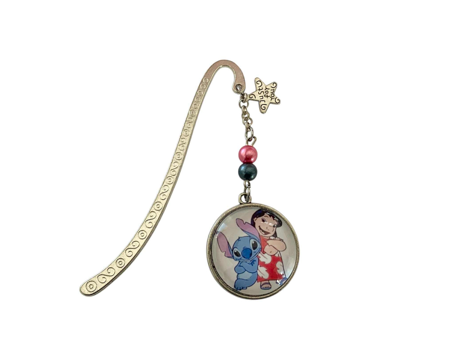 Marque page cabochon en verre,  Lilo et Stitch