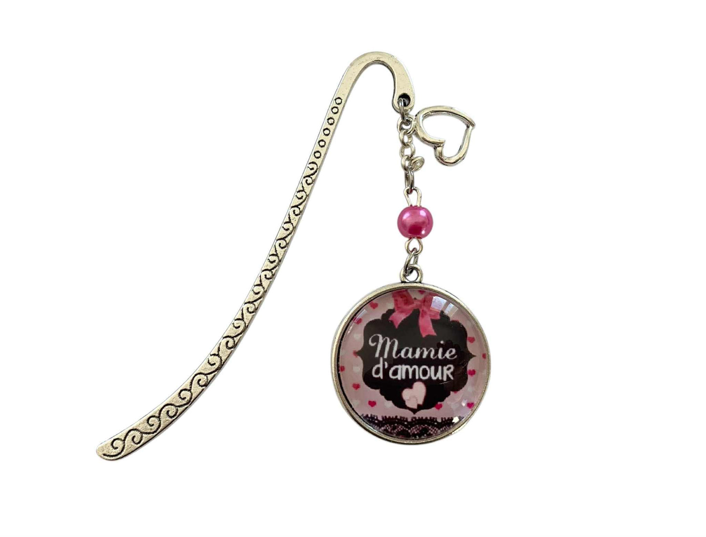 Marque page cabochon en verre,  Mamie d'amour - cadeau mamie