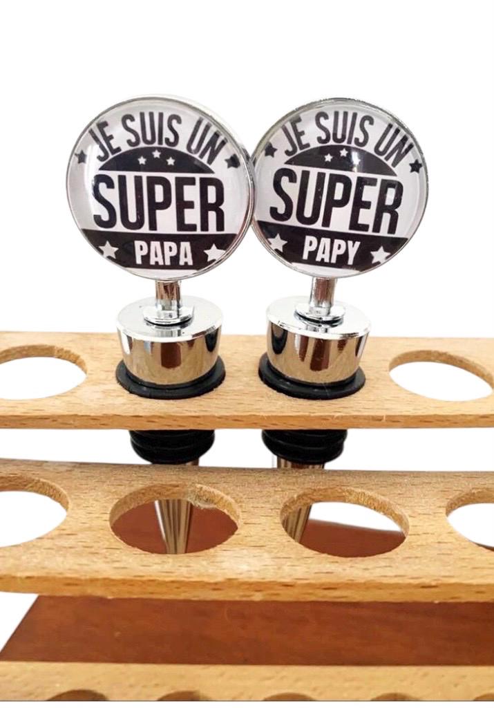 Bouchon de bouteille, Je suis un super papa/papy, cabochon en verre