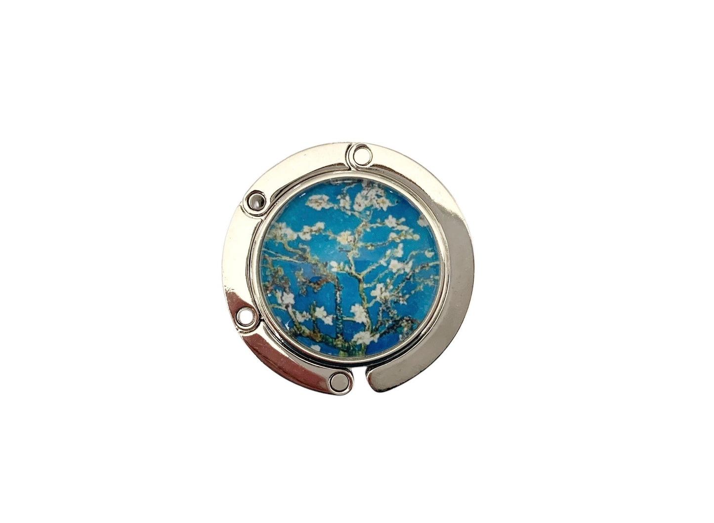 Accroche sac, décoré avec cabochon en verre, amandiers de Van gogh