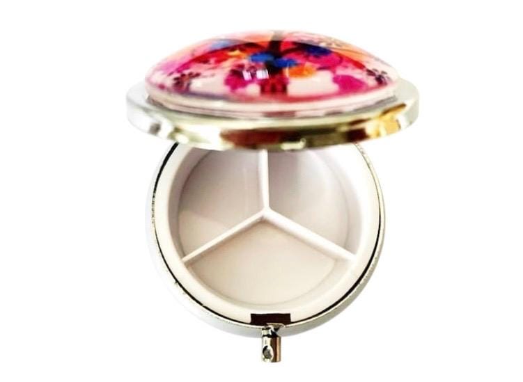 Pilulier de poche, voyage, pour sac à main, arbre de vie, boîte à pilules, médicaments, cabochon en verre