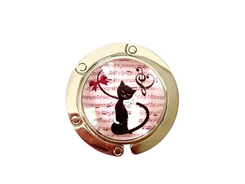 Accroche sac, décoré avec cabochon en verre, chats