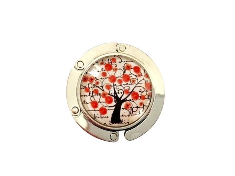 Accroche sac, décoré avec cabochon en verre, arbre de vie