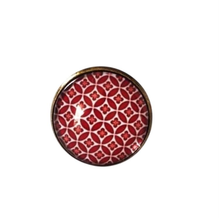 Bague cabochon fantaisie, bronze, vintage, rétro, cabochon verre