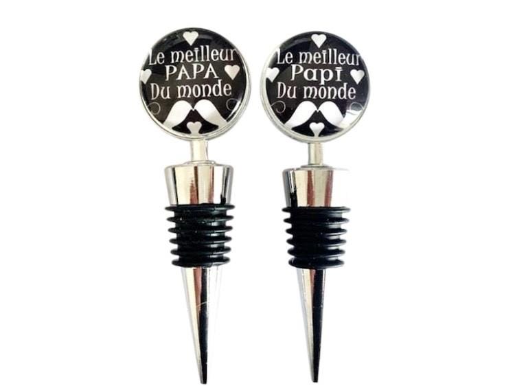 Bouchon de bouteille, le meilleur papa, papy du monde, cabochon en verre