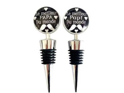 Bouchon de bouteille, le meilleur papa, papy du monde, cabochon en verre