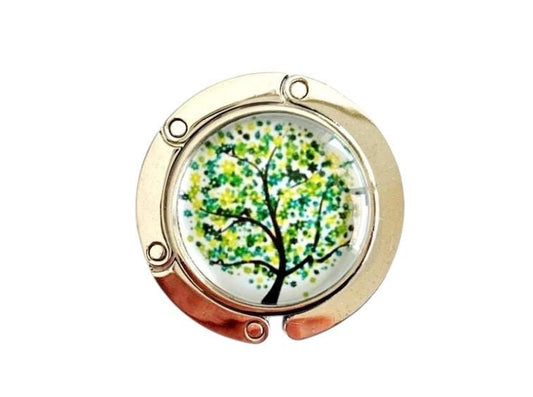 Accroche sac, décoré avec cabochon en verre, arbre de vie