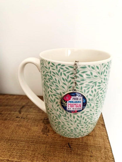 Infuseur à thé, boule à thé, forme coeur, avec pendentif cabochon en verre