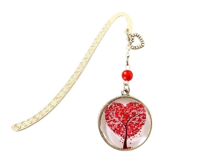 Marque page cabochon en verre,  arbre de vie