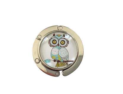 Accroche sac, décoré avec cabochon en verre, chouette